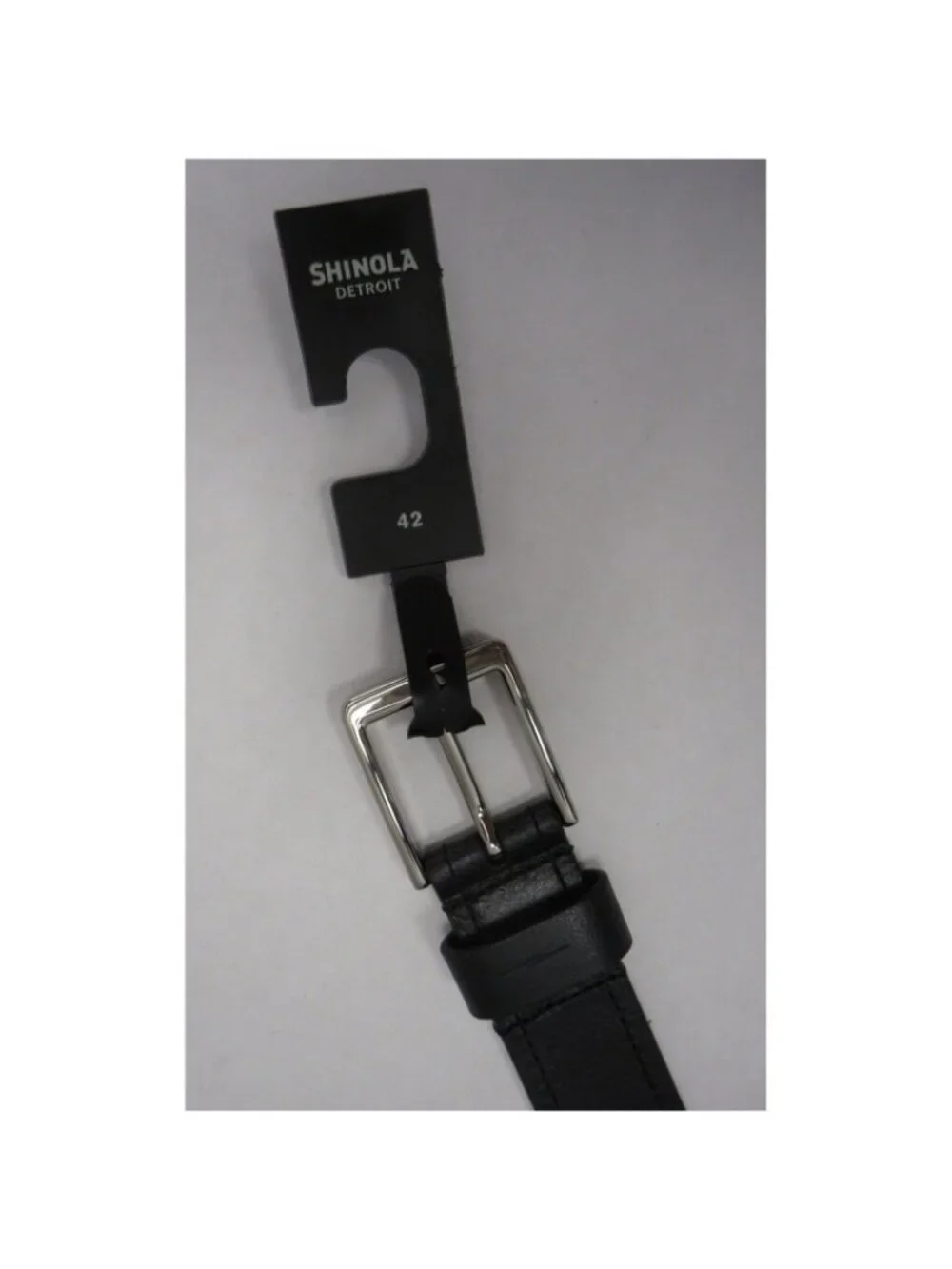 Shinola Detroit Belt 42 Leather Silver Tone Buckle Dress Minimal NEW